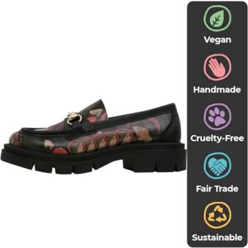 DOGO Penny Loafers for Women - Handmade and Vegan Platform Loafers for Women, Pure Reflection Design, Size 7