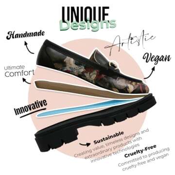DOGO Penny Loafers for Women - Handmade and Vegan Platform Loafers for Women, Pure Reflection Design, Size 7