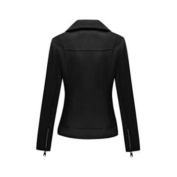 Bellivera Womens Faux Leather Jacket Lapels Cropped Outfits Coat Suede Fall Fashion Outwear with Microstretch 64K Black XL