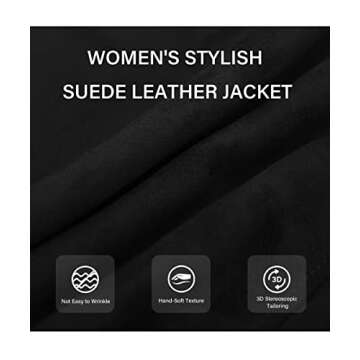 Bellivera Womens Faux Leather Jacket Lapels Cropped Outfits Coat Suede Fall Fashion Outwear with Microstretch 64K Black XL