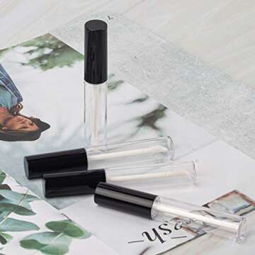 GTHER 10PCS 10ML Empty Lip Gloss Containers Tube with Wand, Refillable Lip Balm Bottles, Lipstick Sa...