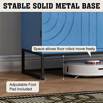 Stylish Antique Blue Storage Cabinet with Metal Legs