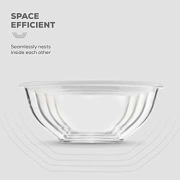 FineDine Superior Glass Mixing Bowls with Lids - 8-Piece Set with BPA-Free lids, Space-Saving Nesting Bowls - Easy Grip & Stable Design for Meal Prep & Food Storage -Glass bowl For Cooking, Baking