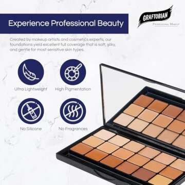 Graftobian Glamour Crème Ultra HD Foundation Super Palettes - Foundation Palette, Contour Makeup, Foundation for Professional Makeup Kit, Face Makeup for Full Coverage - Warm Color