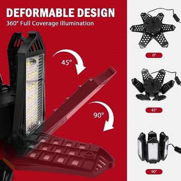 LIVOWALNY LED Work Light for Milwaukee 18V Battery, 68W 6800LM 18V LED Garage Light, Flood Light, Ceiling Light, Battery Light 6+1 Deformable Panels