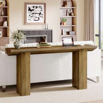 Tribesigns Farmhouse Console Table, 63-Inch Narrow Long Entryway Table, Wooden Sofa Table Behind Couch Skinny Hallway Table for Entrance, Foyer, Living Room (Rustic Brown)