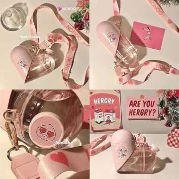 NONOO Heart Sport Water Bottle for Girls with Snack Compartment