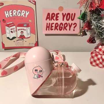 NONOO Heart Sport Water Bottle for Girls with Snack Compartment