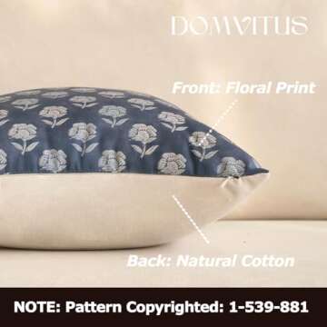 DOMVITUS Floral Pillow Covers 18x18 - Decorative Vintage Floral Throw Cushion Covers for Living Room...