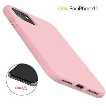 Miracase Designed for iPhone 11 Phone Case, with Screen Protector, Liquid Silicone Gel Rubber Full Body Drop Protection Shockproof Cover Phone Case for iPhone 11 6.1 inch (Pink)