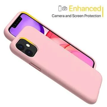 Miracase Designed for iPhone 11 Phone Case, with Screen Protector, Liquid Silicone Gel Rubber Full Body Drop Protection Shockproof Cover Phone Case for iPhone 11 6.1 inch (Pink)