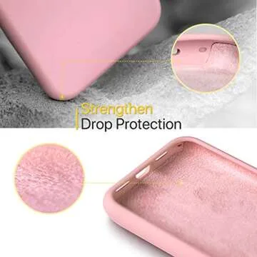 Miracase Designed for iPhone 11 Phone Case, with Screen Protector, Liquid Silicone Gel Rubber Full Body Drop Protection Shockproof Cover Phone Case for iPhone 11 6.1 inch (Pink)