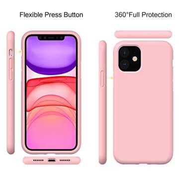 Miracase Designed for iPhone 11 Phone Case, with Screen Protector, Liquid Silicone Gel Rubber Full Body Drop Protection Shockproof Cover Phone Case for iPhone 11 6.1 inch (Pink)
