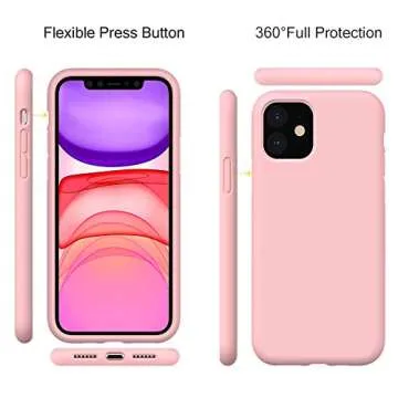 Miracase Designed for iPhone 11 Phone Case, with Screen Protector, Liquid Silicone Gel Rubber Full Body Drop Protection Shockproof Cover Phone Case for iPhone 11 6.1 inch (Pink)