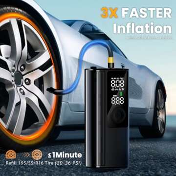 Anycash Tire Inflator Portable Air Compressor, Cordless Air Pump for Car Tires with Digital Pressure...