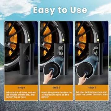 Anycash Tire Inflator Portable Air Compressor, Cordless Air Pump for Car Tires with Digital Pressure Gauge, 150 PSI Fast Tire Inflator for Car, Motorcycle, Bicycle - LED Light and Auto Shut-Off