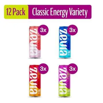Zevia Zero Sugar Energy Drink, Classic Variety Pack, 12 oz Cans - Energizing, Organic