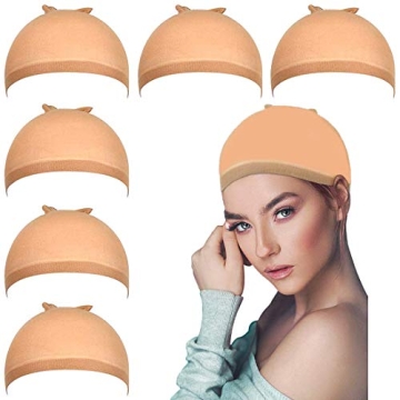 Eotltiue 6 pieces Nude Wig Caps For Women Light Brown Stocking Wig Cap For Lace Front Wig, Nylon Bre...
