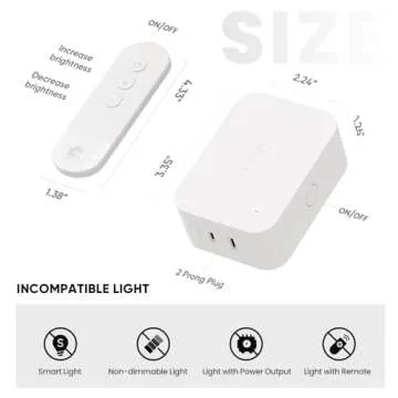 TREATLIFE 2 in 1 Dimmer Plug with Remote, Wireless Remote Control Outlet, Up to 100FT Range, Plug-in...