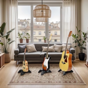 Guitar Stand, Foldable Guitar Stand with Adjustable 2-Width, Electric Guitar Stands Sturdy, Portable Acoustic Guitar Stand Compatible with Guitar, Bass, Ukulele, Banjo, Guitar Accessories Gift