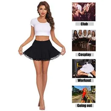 Avidlove Women Mini Skirt Lace Ruffle Short Skirt Sexy Role Play Lingerie Skirts(Black,XXL)