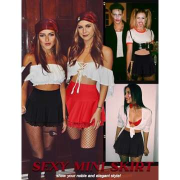 Avidlove Women Mini Skirt Lace Ruffle Short Skirt Sexy Role Play Lingerie Skirts(Black,XXL)