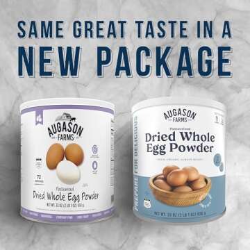 Augason Farms Pasteurized Dried Whole Egg Powder Can, Real Eggs, Emergency Food Supply, Everyday Meals, 85 Servings