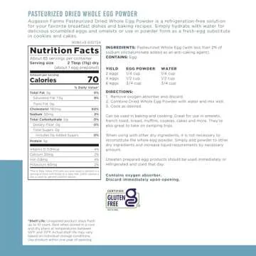 Augason Farms Pasteurized Dried Whole Egg Powder Can, Real Eggs, Emergency Food Supply, Everyday Meals, 85 Servings