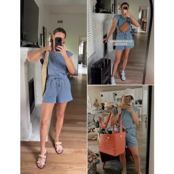 Xiaoxuemeng Women’s Open Back Rompers Casual Summer Outfits