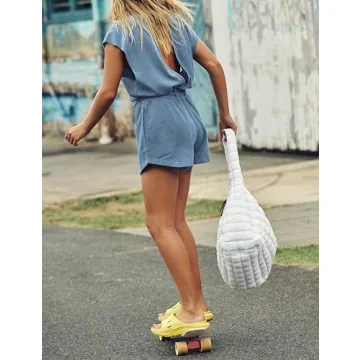 Xiaoxuemeng Women’s Open Back Rompers Casual Summer Outfits