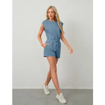 Xiaoxuemeng Women’s Open Back Rompers Casual Summer Outfits