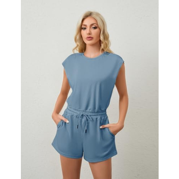 Xiaoxuemeng Women’s Open Back Rompers Casual Summer Outfits