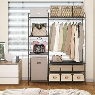 Wisdom Star Stylish Garment Rack with Shelves