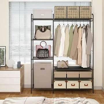 Wisdom Star Stylish Garment Rack with Shelves