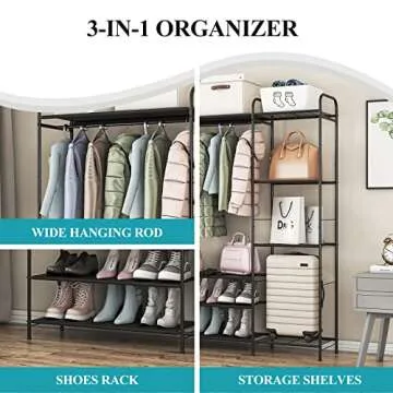Wisdom Star Stylish Garment Rack with Shelves