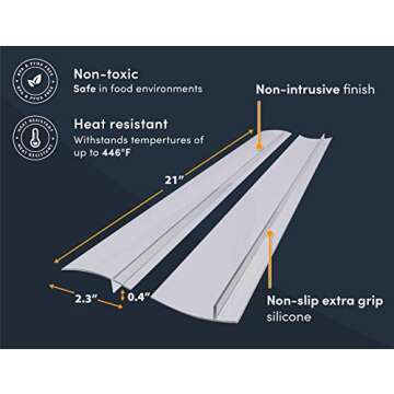 Linda’s Essentials Silicone Stove Gap Covers (2 Pack), Heat Resistant Oven Gap Filler Seals Gaps Between Stovetop and Counter, Easy to Clean Stove Gap Guard (21 Inches, Clear)