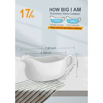 Nucookery 17 Oz Elegant Gravy Boat for All Occasions