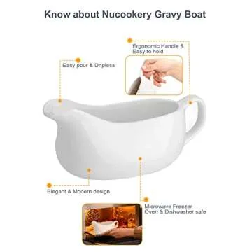 Nucookery 17 Oz Elegant Gravy Boat for All Occasions