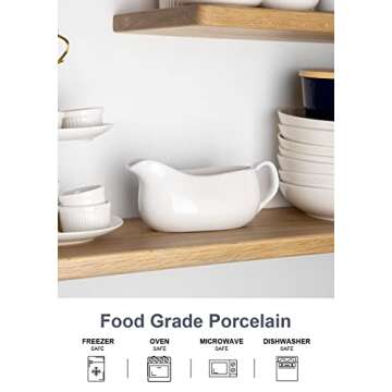 Nucookery 17 Oz Elegant Gravy Boat for All Occasions