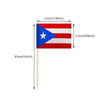 100 Pack Puerto Rico Flag Puerto Rican Toothpick Flags, Cocktail Picks Mini Stick Cupcake Toppers Co...