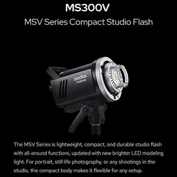 Godox MS300V Strobe Light, 300WStudio Strobe Flash 110V GN58 5600K, 2.4G Wireless System, with LED Modeling Lamp, Recycle Time 0.1～1.8S, Bowens Mount Monolight for Photography Lighting Flashligh
