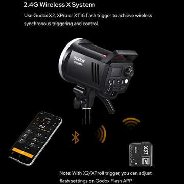 Godox MS300V Strobe Light, 300WStudio Strobe Flash 110V GN58 5600K, 2.4G Wireless System, with LED Modeling Lamp, Recycle Time 0.1～1.8S, Bowens Mount Monolight for Photography Lighting Flashligh