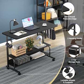 Height Adjustable Standing Desk with Power Outlets - Mobile & Compact