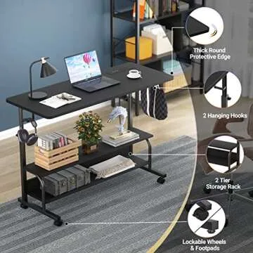 Height Adjustable Standing Desk with Power Outlets - Mobile & Compact