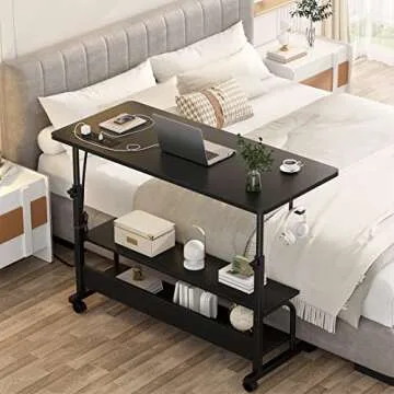 Height Adjustable Standing Desk with Power Outlets - Mobile & Compact