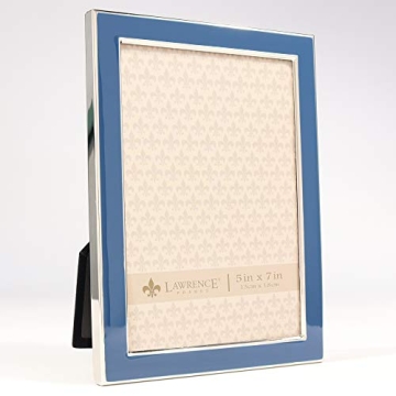 Lawrence Silver Metal 5x7 Navy Enamel Picture Frame