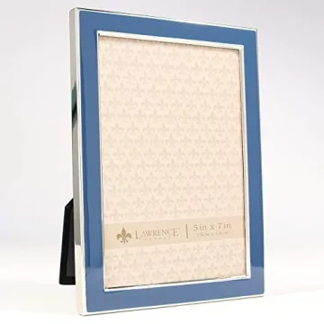 Lawrence Silver Metal 5x7 Navy Enamel Picture Frame