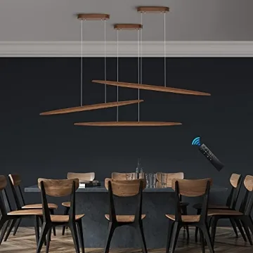 YISDESIGN 39" Wood Linear LED Pendant Light for Dining