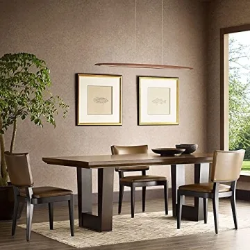 YISDESIGN 39" Wood Linear LED Pendant Light for Dining