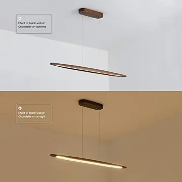 YISDESIGN 39" Wood Linear LED Pendant Light for Dining
